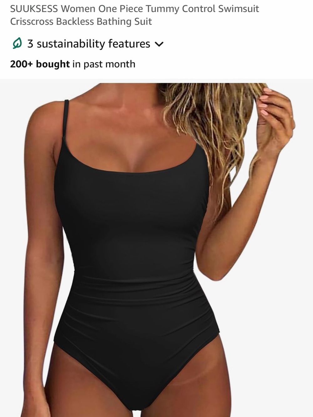 Classic Black One-Piece Scoop Neck Swimsuit - SUUKSESS